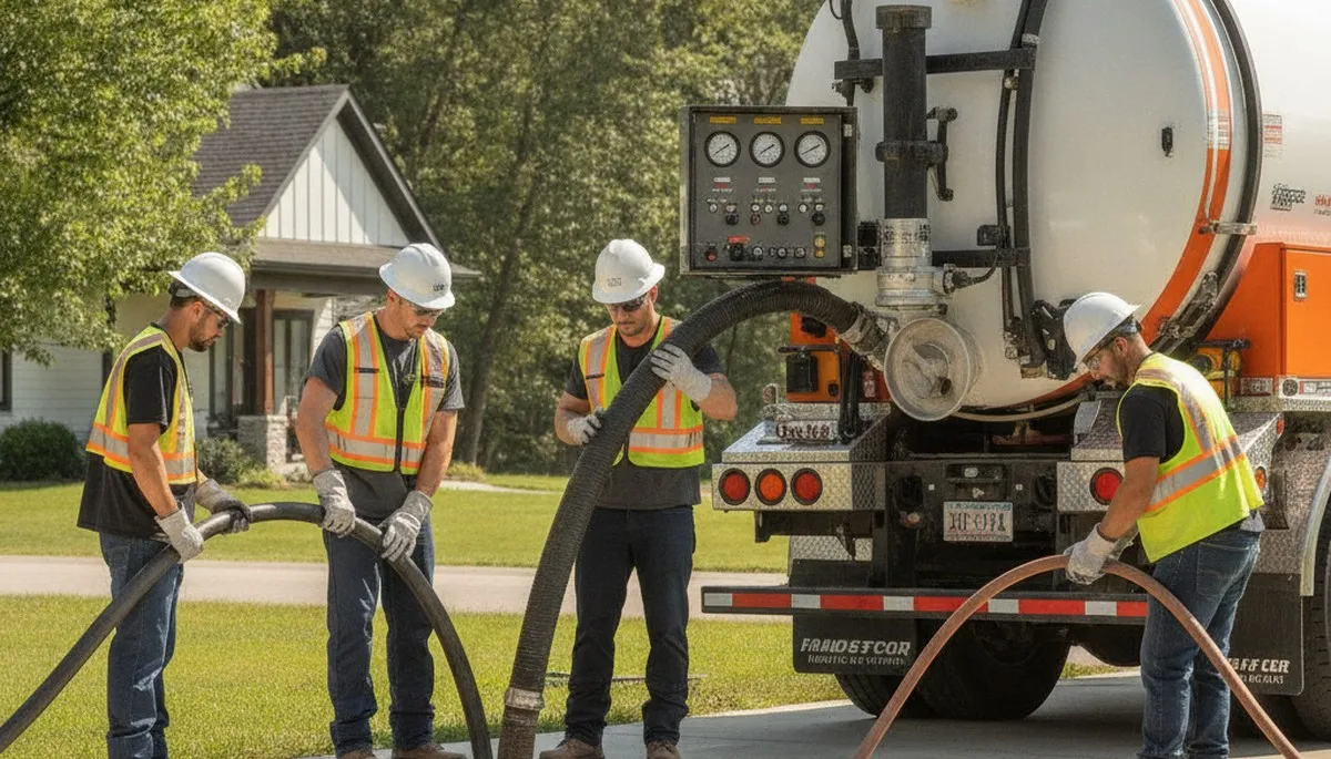 Detroit, MI septic pumping service truck for residential plumbing repair by On Call Plumbers